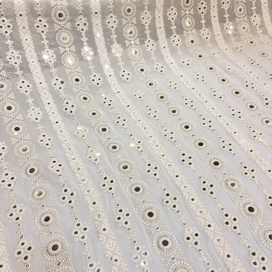 Mirror Georgette Embroidery Dyeable @₹1350/mtr