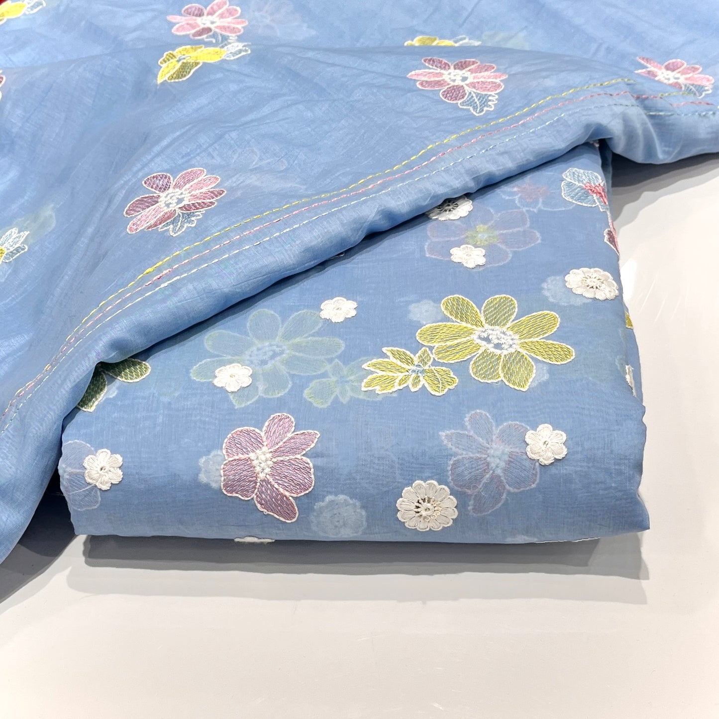 Mul Muslin Embroidered Combo of (Shirt+Dupatta)