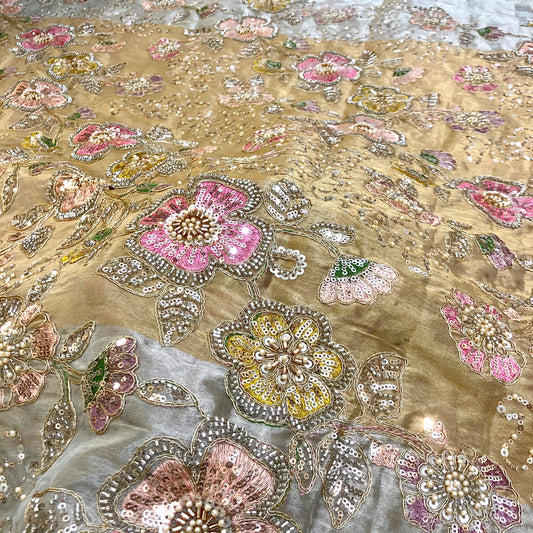 Gold Silver Tissue Cutdana Work (₹1850/mtr)