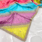 Multi Color Organza Embroidered Dupatta with Matching Pure Crepe Combo