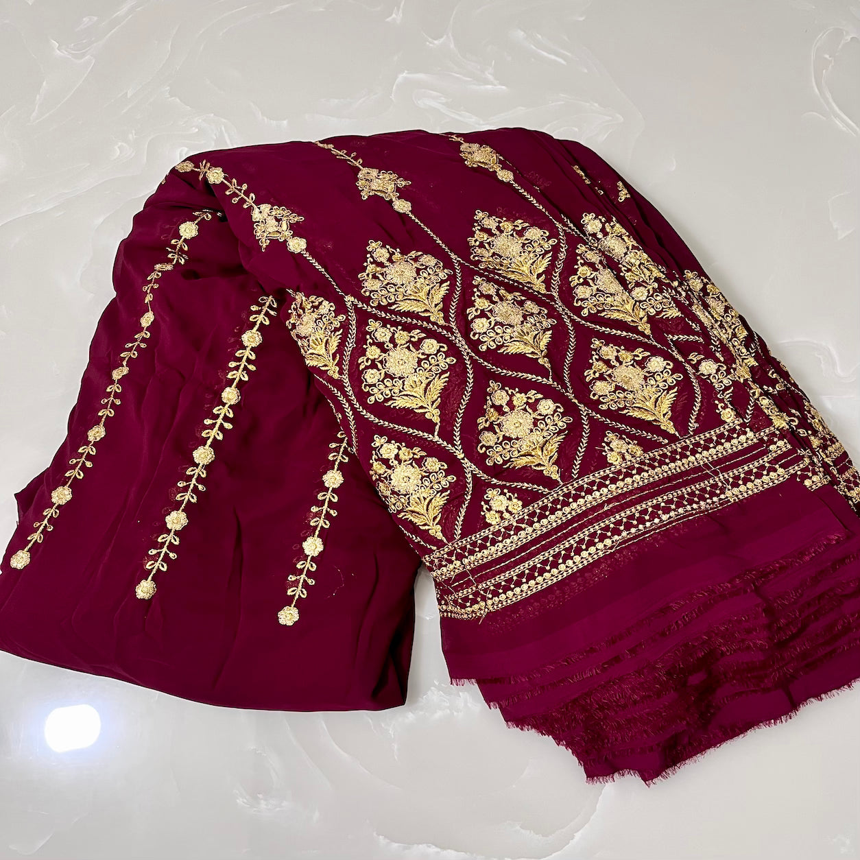 Georgette Zari Embroidered Fabric