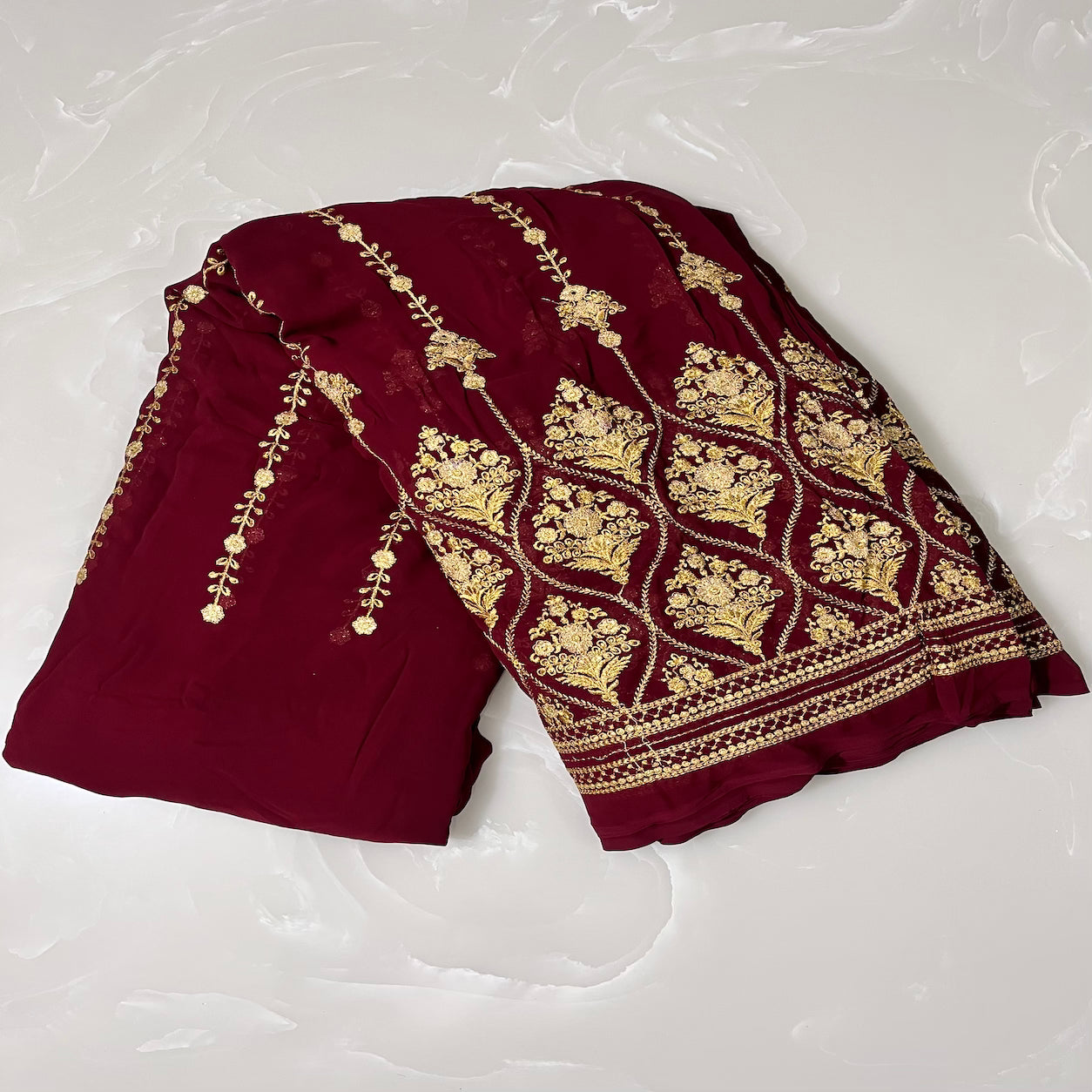 Georgette Zari Embroidered Fabric
