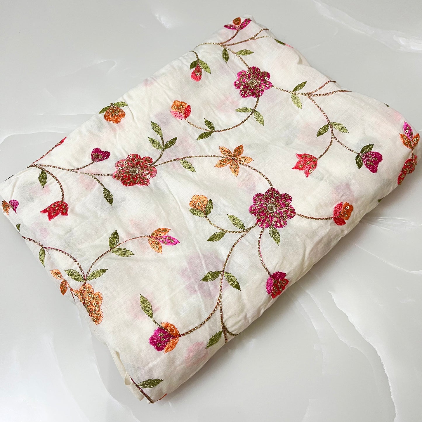 Pure Cotton Floral Embroidery