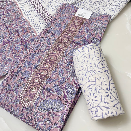 Pure Cotton Hand Block Print Suit (Unstitched)